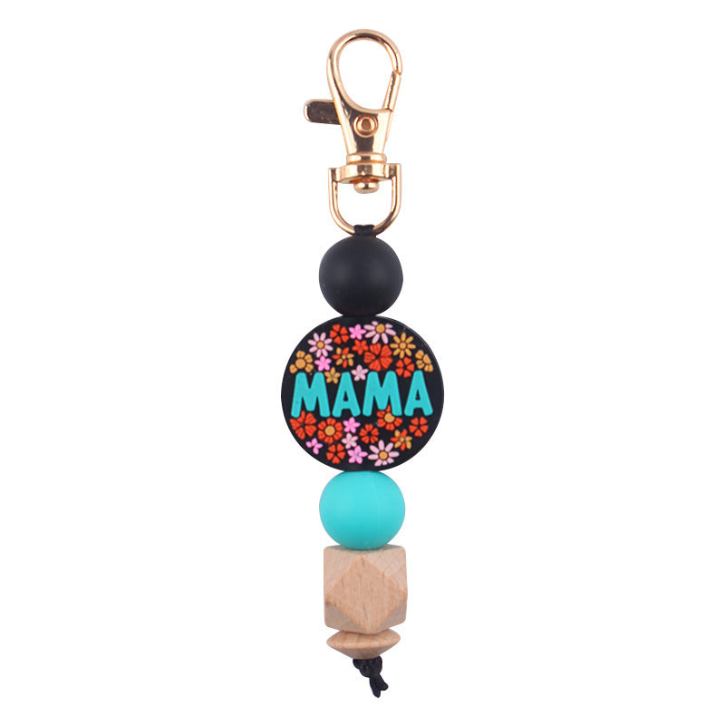 Wholesale Handmade Silicone Beaded Cartoon Mother's Day Keychain